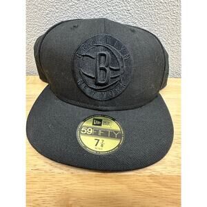 Brooklyn Nets New Era Black on Black Fitted Hat